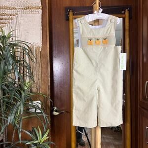 Precious Kids Pumpkin Embroidered Longall 24M Houndstooth Fall Thanksgiving NWT